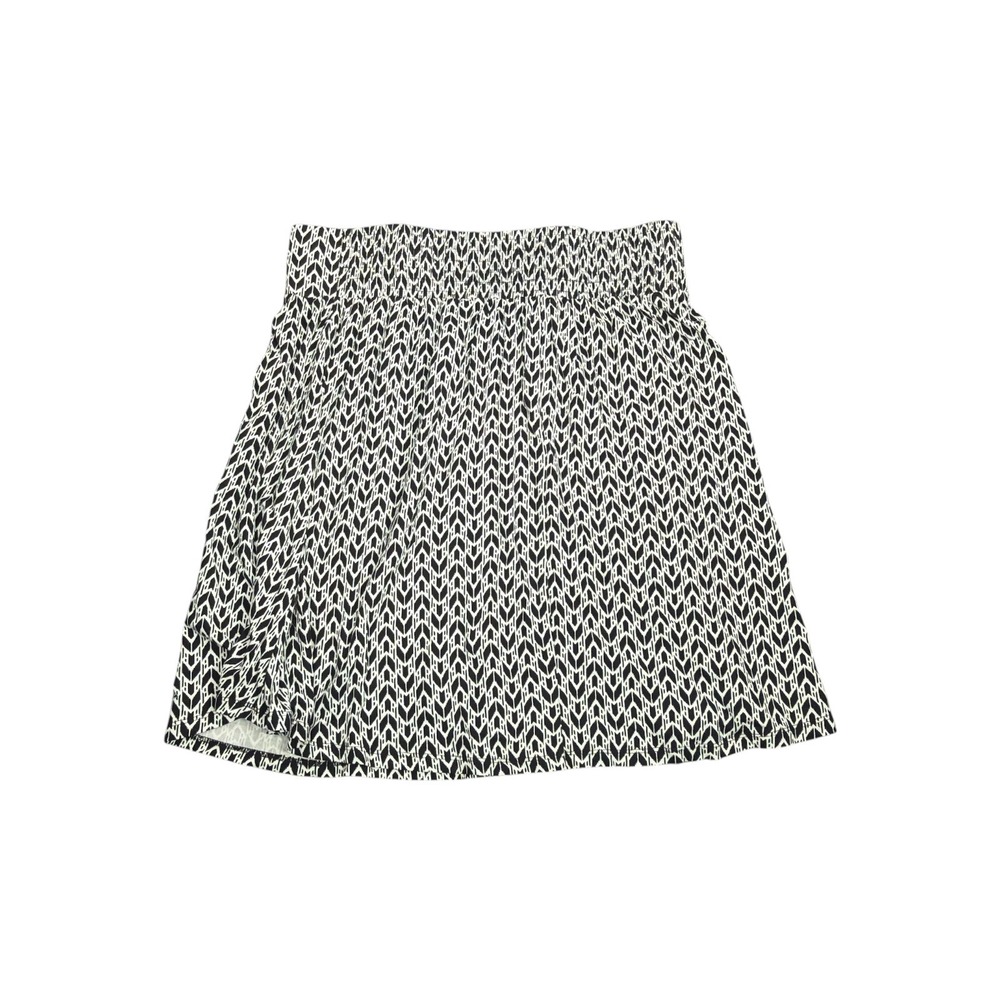 Lane Bryant Womens Black White Geometric Smocked‎ Waist A-Line Skirt 14/16